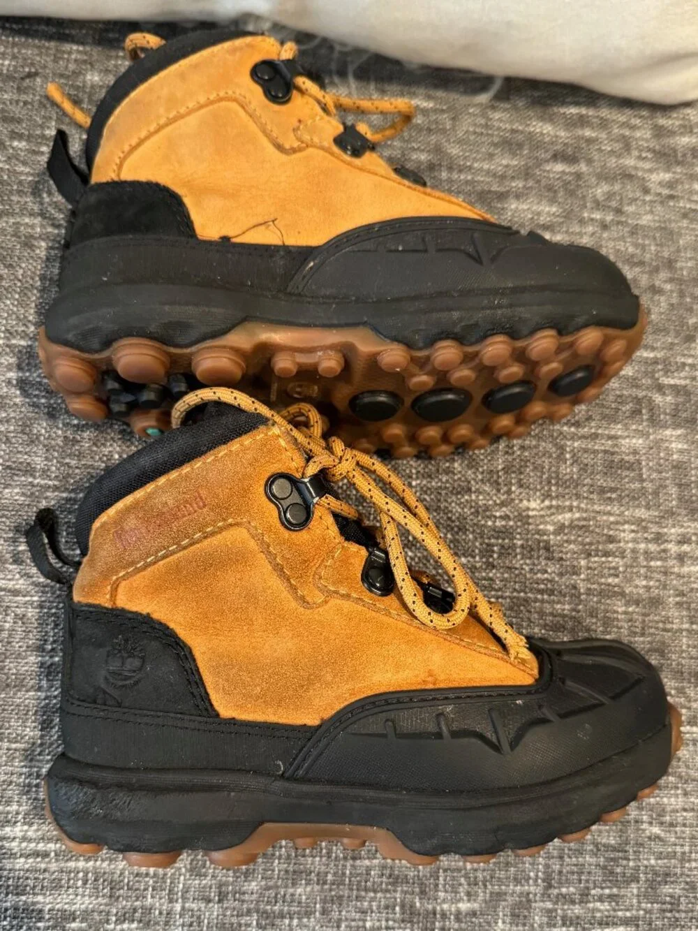 Timberland Toddler Waterproof Boots Kids Size 9 Brown Nubuck Premium Leather EUC